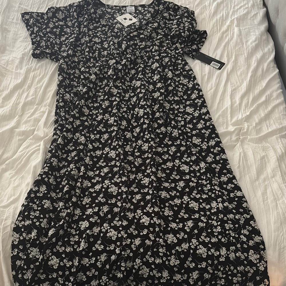 Floral Black and White Dress